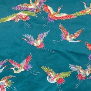 2 yards Colorful Crane Pattern Sheer Fabric for Arts & Crafts